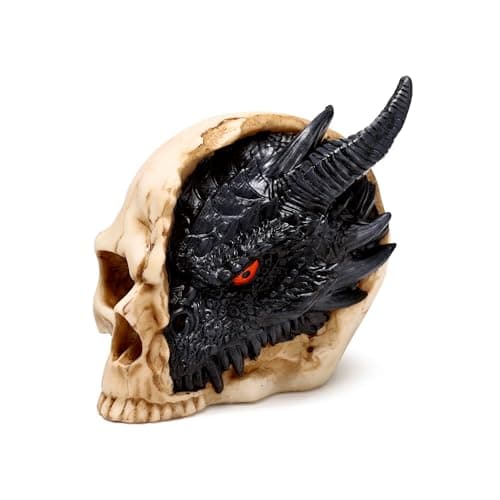 Image of Puckator Shadows of Darkness Black Dragon in Skull Small - Cute Room Decor - Aesthetic Feng Shui Meditation Accessories - Garden Ornaments - Shelf Desk Decorations - Mindfulness Home Gifts - Statues
