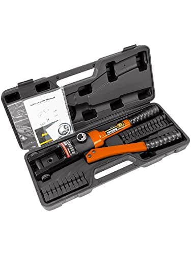 Image of AMZCNC 16 Ton Hydraulic Wire Crimper Battery Cable Lug Terminal Crimping Tool WIth Standard US cable Dies,Crimps 6 AWG to 600 MCM, Cable Crimping Tool ​with 13 Pairs of Standard US cable Dies