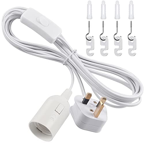 Image of DiCUNO E27 Lampholder, Pendant Light Ceiling Lighting Fitting, Suspended Pendant Light Fitting Kit, White, 4M, 1Pack