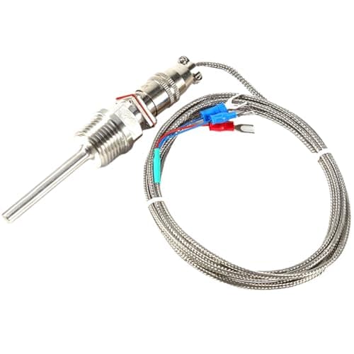 Image of Pt100 1/2" NPT Thermocouple Probe, -50 to 300 ℃ Temperature Monitoring Sensor 3 Wire Stainless Steel Waterproof Probe+2 Meter Cable, for Fireplace,BBQ,Industrial Device