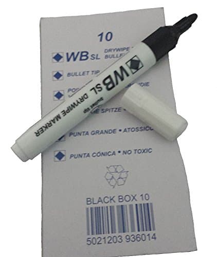 Image of Whiteboard Drywipe Bullet Tip Black Markers x 10 (PC)