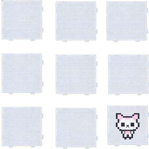 Image of 14 Pcs Hama Beads Pegboard, 2.6mm Fuse Bead Boards Set, Creative Educational Toy for Children's Skill Development, Ideal for DIY Crafts and Family Activities, 7.3x7.3cm Size Design