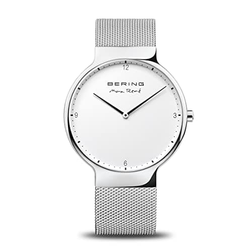 Image of BERING Men Analog Quartz Max René Collection Watch with stainless steel Strap and Sapphire Crystal 15540-004, Silver/White, 40 mm