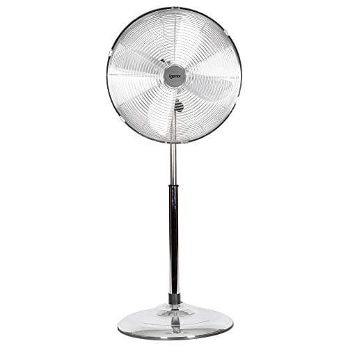 Image of Igenix DF1660 16” Retro Chrome Pedestal Fan – 3 Speed Settings, Quiet, Oscillating, Cooling, Adjustable Height – Ideal for Home & Office – All-Metal Design