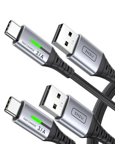 Image of INIU USB C Charger Cable, [2-Pack 1m] 3.1A Type C Cable Fast Charging, Braided USB A to USBC Phone Charger Cable USBC for iPhone 17 16 Pro Max, Samsung S25 24, Huawei, iPad Switch PS5 etc.