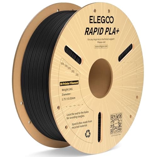 Image of ELEGOO Rapid PLA Plus Filament 1.75mm Black 1KG, PLA+ 3D Printer Filament Up to 600 mm/s High Speed Printing, Dimensional Accuracy +/- 0.02 mm, 1kg Cardboard Spool(2.2lbs)