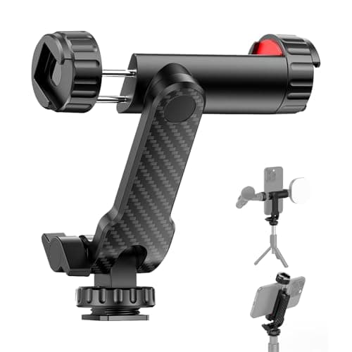 Image of Phone Tripod Mount, Tripod Phone Attachment, Universal Smartphone Holder with Dual Cold Shoe Mounts, 1/4" Screw 360° Rotation, 180° Tilt, Compatible with iPhone & Android for Photography, Vlogging