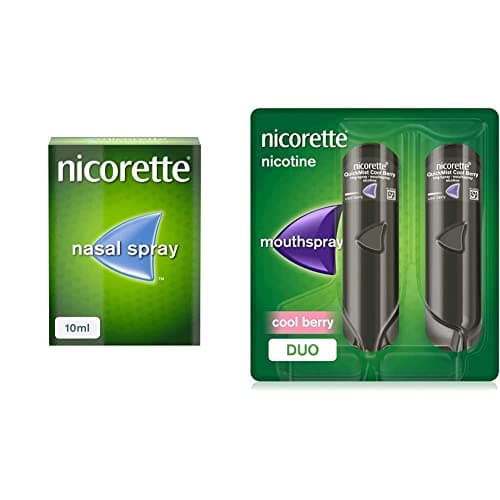 Image of Nicorette Nasal Spray Nicotine, 10 ml (Stop Smoking Aid) & QuickMist Cool Berry Mouth Spray Nicotine-Duo-2 x 150, 1 mg (Stop Smoking Aid)