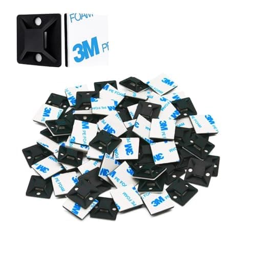 Image of YuanYouTong 100 Pack 1.1" Strong Black Cable Tie Mounts, Sticky Self-Adhesive Base, 3M Cable Management Clips for Home & Office