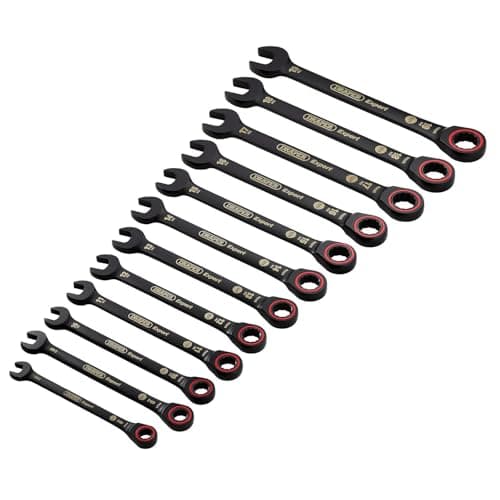Image of Draper 03896 Expert HI-TORQ Metric Ratchet Combination Spanner Set, Black (12 Piece)