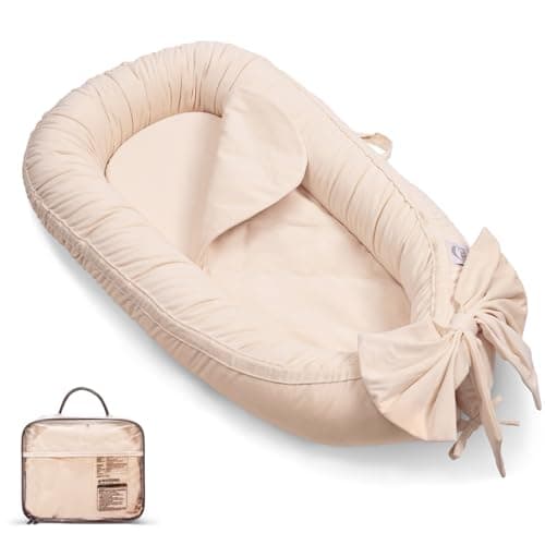Image of EAQ Baby Nest Pod for Newborn,Baby Sleep Pod Soft Breathable Napping or Traveling for 0-12 Months,Travel & Baby Essentials for Newborn (Cream)