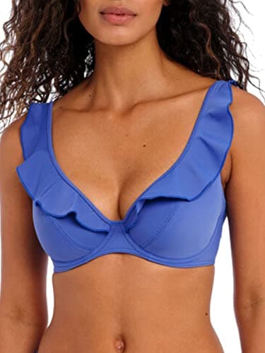 Image of Freya Jewel Cove High Apex Bikini Top Plain Azure Blue 36DD