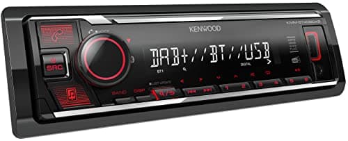 Image of Kenwood KMM-BT408DAB USB Car Radio with DAB+ and Bluetooth Hands-Free Kit (Sound Processor, USB, AUX, 1 x Pre-Out 2.5 V, 4 x 50 Watt, Button Lighting, Red, Includes DAB+ Antenna)