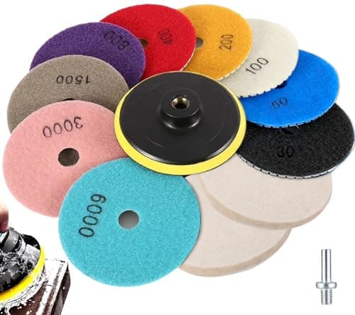 Image of 13PCS Diamond Polishing Pads Kit-4 Inch Wet/Dry Polish Pads for Granite Stone Concrete Marble, Grinding Discs for Drill Grinder Polisher, Mixed Grits 30, 50, 100, 200, 400, 800, 1500, 3000, 6000