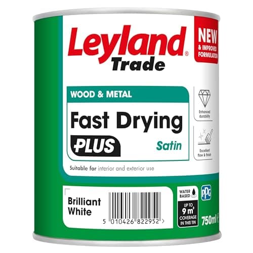 Image of Leyland Trade – Wood & Metal - Fast Drying - Satin - Brilliant White – - Enhanced Durability – Excellent Flow & Professional Finish - 750ml