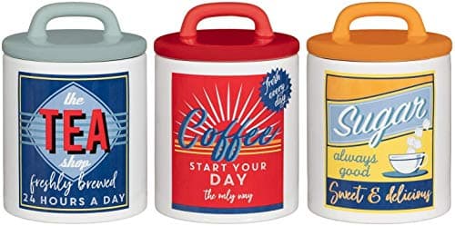 Image of Retro Set 0f 3 Classic 50's Style Tea, Coffee & Sugar Ceramic Jars