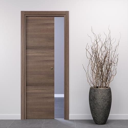 Image of PORTE ITALIANE Interior Door Sliding Door Concealed Door Modern Interior Doors High Density Wood Frames Water-Resistant Waterproof Various Sizes 90 x 210 cm Lock Burnished Walnut Horizontal