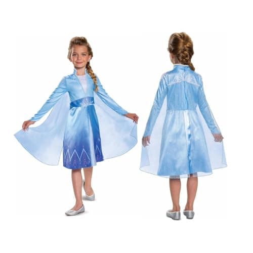 Image of Disney Official Classic Frozen Elsa Dress Up for Girls, Frozen Dress Costume Kids, Princess Costumes for Girls Fancy Dress Outfit, World Book Day Costumes for Girls M
