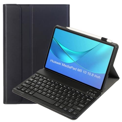 Image of leleyo Keyboard Case for Huawei MediaPad M5 10 10.8 Inch Tablet, Smart Cover Magnetic with Removable Wireless Bluetooth Keyboard for Huawei MediaPad M5 10 10.8" (Black)