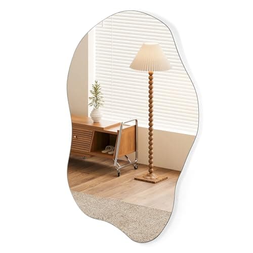 Image of SUNNYNEST Asymmetrical Irregular Wall Mirror 100×50cm / 85×50cm, Modern Frameless Cloud Mirror Decorative Wall Mounted Mirror for Bathroom Bedroom Living Room Entryway (Asymmetrical 85 * 50cm)
