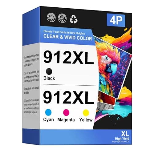 Image of Gureef 912XL Ink Cartridges Multipack Compatible for HP 912 Ink Cartridges 912XL for HP OfficeJet Pro 8024 8023 8022 OfficeJet 8015 8014 8012 8010 (Black/Cyan/Magenta/Yellow,4 Pack)
