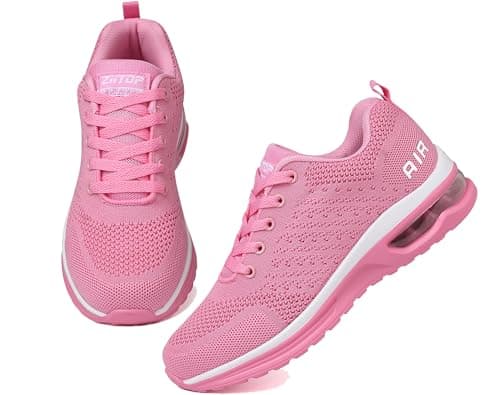 Image of Running Shoes Womens Trainers Walking Shoes Air Cushion Athletic Sneakers Ladies Breathable Mesh Sport Sneakers Lightweight Non Slip Casual Tennis Workout Jogging Gym Trainers Pink