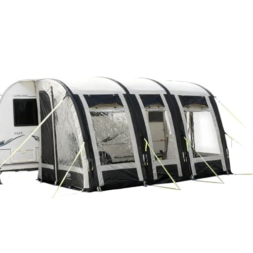 Image of Leisurewize - Ontario 390 Inflatable Porch Air Awning, Fly Screens, Privacy Window - Awning rail height: 235-250cm | Adjustable Mud Skirt Large Eye Windows LWA15