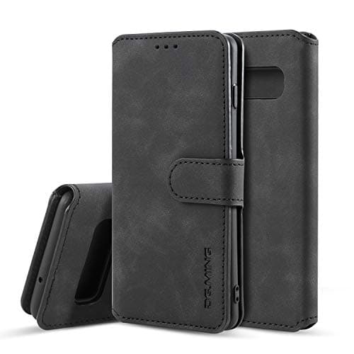 Image of UEEBAI PU Leather Case for Samsung Galaxy S10 5G, Vintage Retro Premium Wallet Flip Cover TPU Inner Shell [Card Slots] [Magnetic Closure] Stand Function Folio Shockproof Full Protection - Black