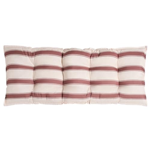 Image of OHS Bench Cushion Stripe, 2 Seater Garden Bench Cushion Seat Pad for Patio Kitchen Garden Furniture Cushions Soft Waterproof Comfy Dining Bench Indoor Outdoor Cushions, Chocolate/Cream