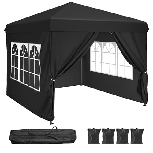 Image of YITAHOME 2.5x2.5M Pop Up Gazebo, Heavy Duty Marquee Waterproof Folding Event Shelter Canopy Outdoor with Sides for Camping Market Event Party BBQ (Black)