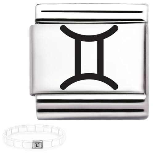Image of Andska Zodiac Charm for Italian Bracelet 9mm Steel Horoscope Star Sign Link Aries Taurus Gemini Cancer Leo Virgo Libra Scorpio Sagittarius Capricorn Aquarius Pisces (Gemini charm)