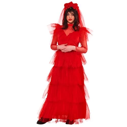 Image of Rubies 701655L000 Beetlejuice Lydia Wedding Dress Adults Fancy, Multicoloured, L Halloween