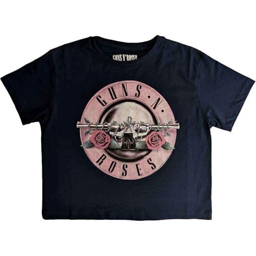 Image of Guns N' Roses Crop Top T Shirt Classic Band Logo Official Womens Navy M