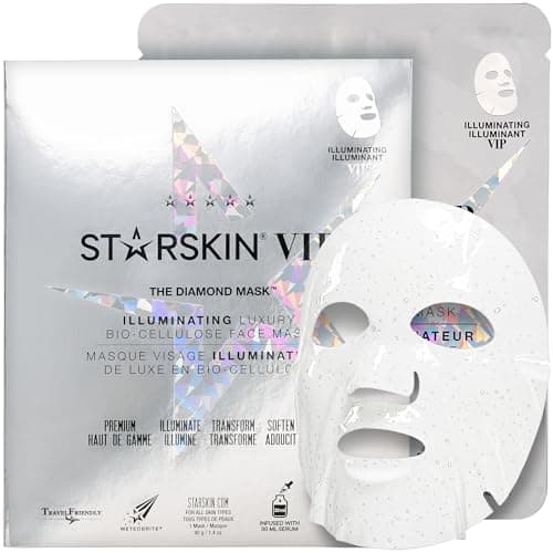 Image of STARSKIN VIP Diamond Mask Face 1x40g, Coconut Bio-Cellulose Brightening Face Mask for all Skin Types, Korean Skin Care, Infused with Niacinamide and Diamond Dust, Moisturizing and Nourishing