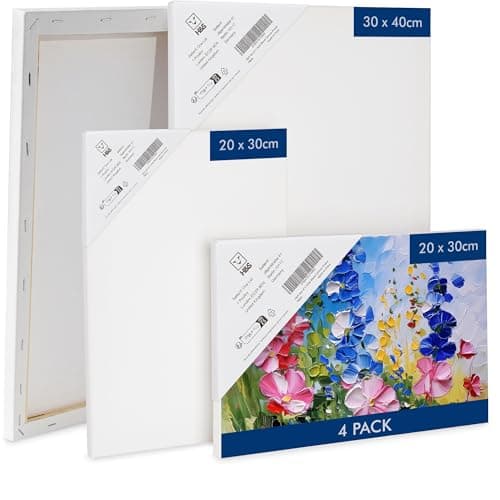 Image of H&S Set of 4 Artist Blank Canvas Frame Stretcher, Acrylic, Oil, Water - Painting Canvas Board 20x30cm 30x40cm - Paint Canvas for Painting - Blank Canvases for Art - Large & Small