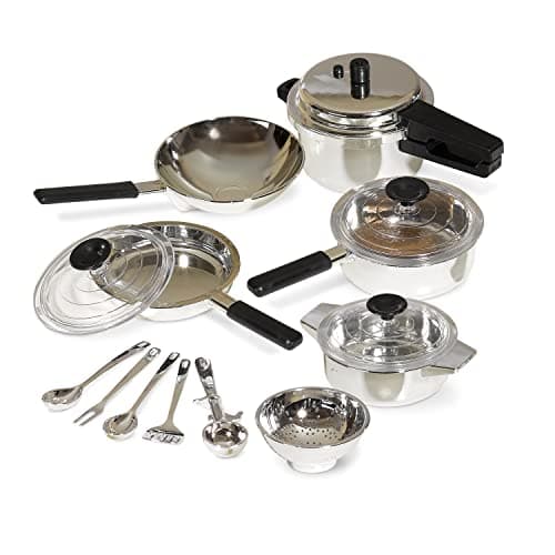 Image of Casdon Pan Set | Toy Pan Set For Children Aged 3+ | Chrome-Effect Pans And Utensils For Imaginative Play!, Multicoloured