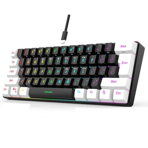 Image of Wouueso USB Wired Keyboard for Laptop Office Business Desktop Home 61Keys RGB Backlit Computer/Game Keyboards Black