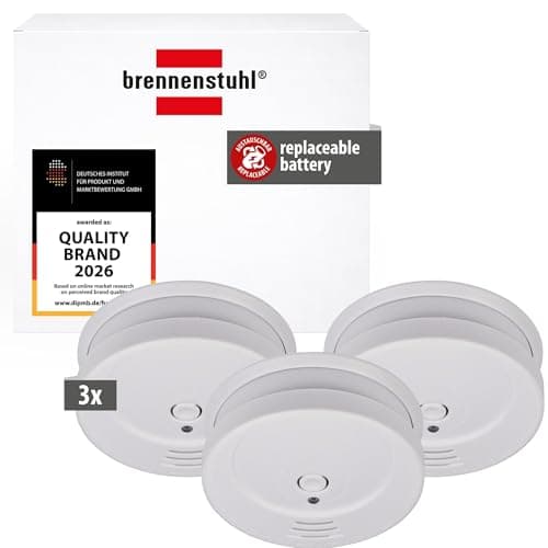 Image of Brennenstuhl Smoke Detector SET, 3x RM C 9010 with replaceable battery (tested according to EN 14604, penetrating alarm signal) white