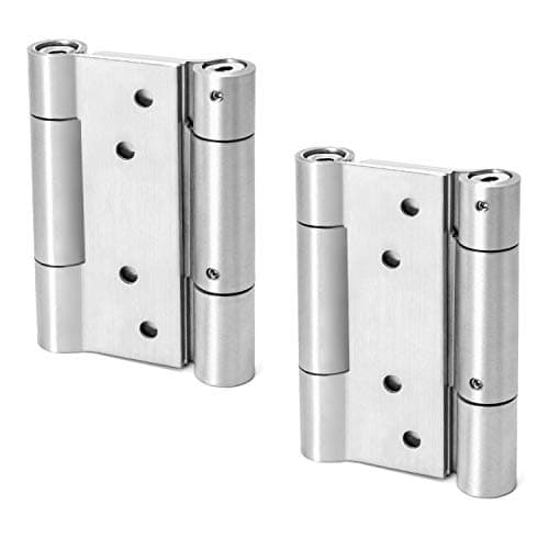 Image of QWORK® Double Action Spring Door Hinge, 304 Stainless Steel Loaded Spring Loaded Door Swing Hinge for Cafe Saloon Door, 2 Pcs, 4 Inch