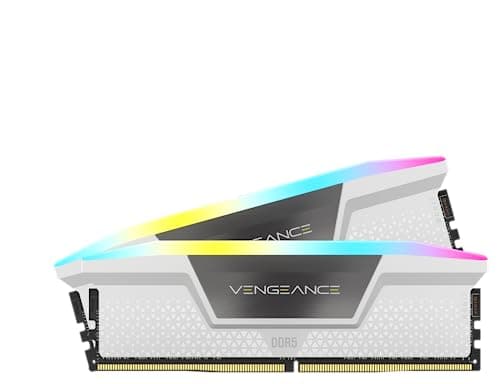 Image of CORSAIR VENGEANCE RGB DDR5 RAM 32GB (2x16GB) Up to 6000MHz CL36 Intel XMP iCUE Compatible Computer Memory - White (CMH32GX5M2B6000C36W)