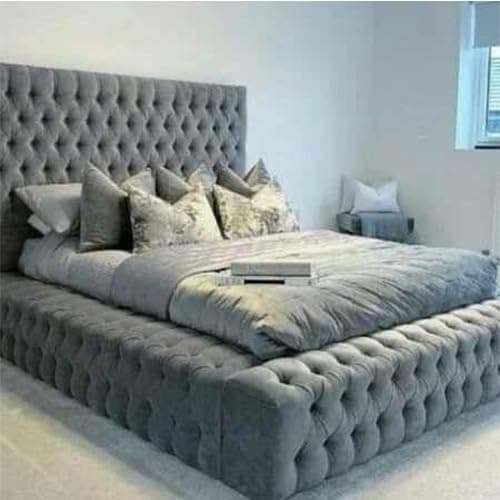 Image of Innovative Plush Velvet Upholstered Regal Ambassador Bed Frame - Mattress/Gas Lift - UK Made - Double/King/Super King (Mustard Gold Plush, Double 4ft6 Bed Frame)
