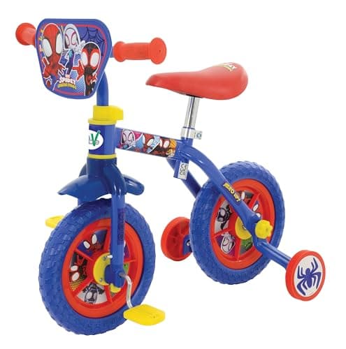 Image of Spidey & His Amazing Friends 2-In-1 Training Toddler Bike - Convertible Training and Balance Bike for 2+ Years Girls & Boys with Removable Pedals and Stabilisers - Adjustable 10 Inches Bikes for Kids