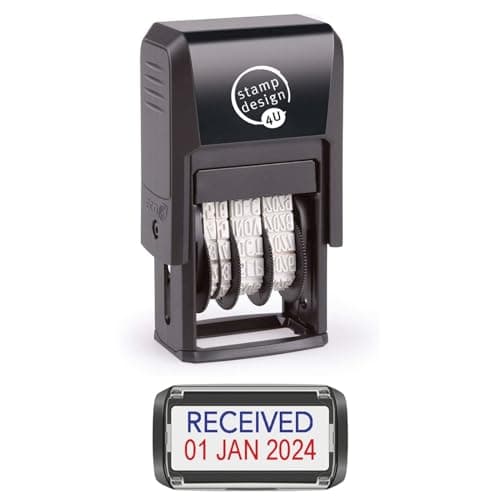 Image of Self Inking Changeable Date Stamp - Received Date Stamp in Blue and Red Ink