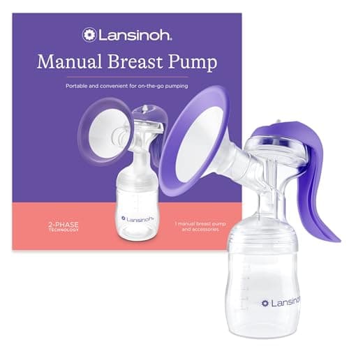 Image of Lansinoh Manual Breast Pump Single Breastfeeding Milk Breastpump, ComfortFit Breast Cushion, Let-Down and Expression Customisable Pumping Modes, Convenient & Portable Travel