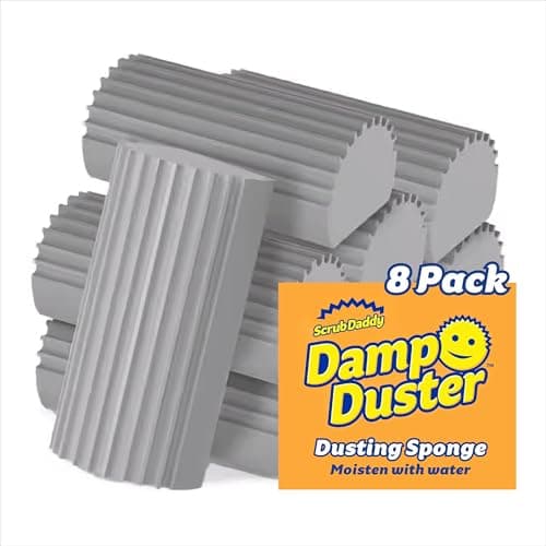 Image of Damp Duster Dusting Sponge (8 Count) - Dust Remover for Household Cleaning - Scrub Daddy Duster for Vents, Railings & Blinds - Reusable Baseboard Cleaner