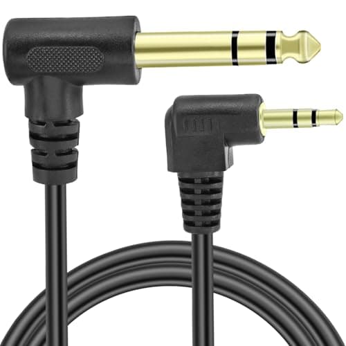 Image of 1/4" Male to 1/8" Male TRS Stereo Audio Cable,BENACES Right Angled 3.5mm to 6.35mm Stereo Jack Plug Audio Cord,1/4 Inch to 1/8 Inch Audio Adapter for Guitars,Laptops,Speakers and Amplifiers (1.8M/6Ft)