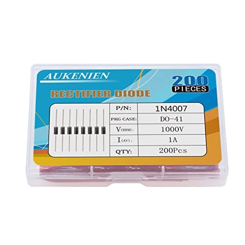 Image of AUKENIEN 1N4007 Diodes 1A 1000V IN4007 Rectifier Diode 1 Amp 1000 Volt DO-41 Electronic Silicon Axial 4007 Diodo (Pack of 200)