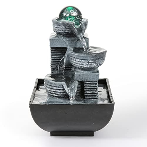 Image of Dyna-Living Indoor Tabletop Fountain Water Features with Lights, Indoor Waterfall Fountains Mditation Relaxation Indoor Fountain for Home Office Decoration,3 Pin UK Plug Included