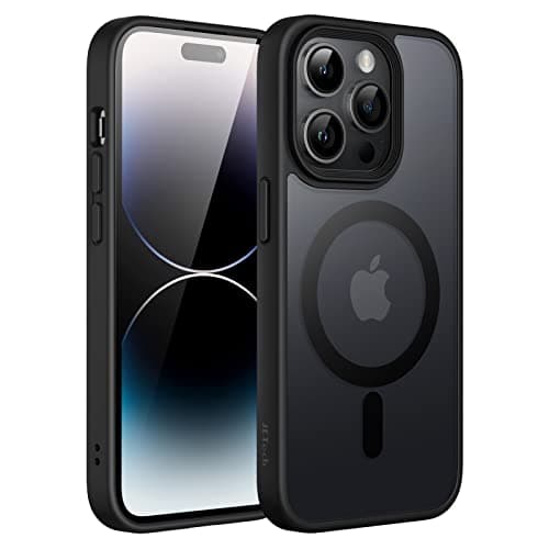 Image of JETech Magnetic Case for iPhone 14 Pro 6.1-Inch Compatible with MagSafe, Translucent Matte Back Slim Shockproof Phone Cover (Black)