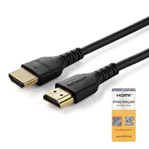 Image of StarTech.com 3ft (1m) Slim HDMI 2.0 Cable, Flexible Premium HDMI Cord with Ethernet, UHD 4K 60Hz HDR10, Durable Aramid Fiber Design with TPE Jacket